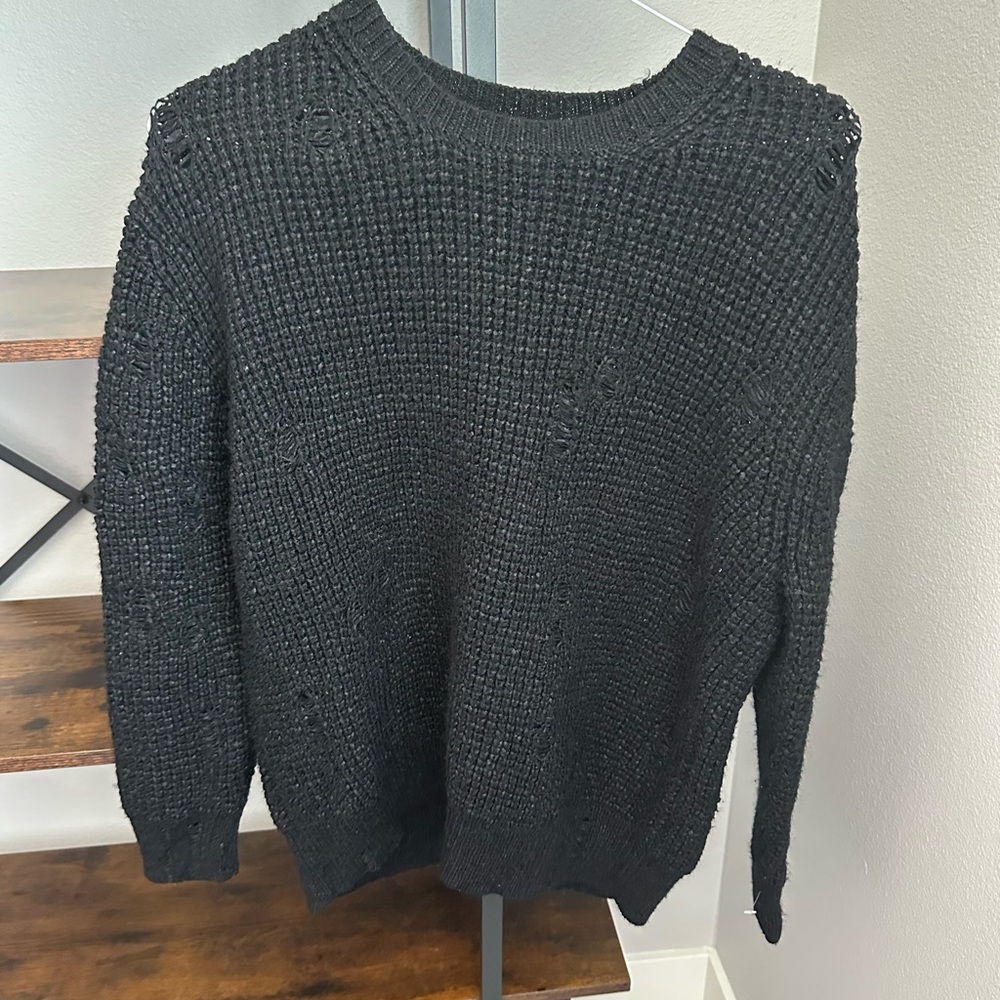 ALLSAINTS IVANN CREW Destroyed Oversized Fit Men's Pullover Sweater Wool Blend S